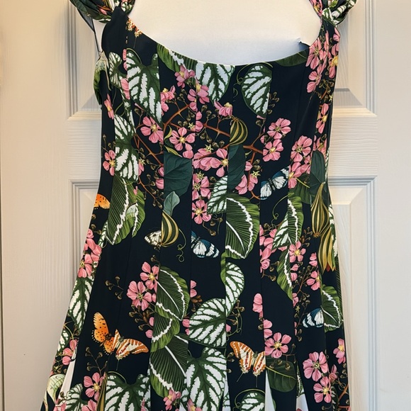 Oscar de la Renta Mixed Botanical Sleeveless Cady Inset Dress, 14 - Picture 13 of 15